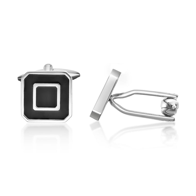 Square Resin Cufflinks in Stainless Steel