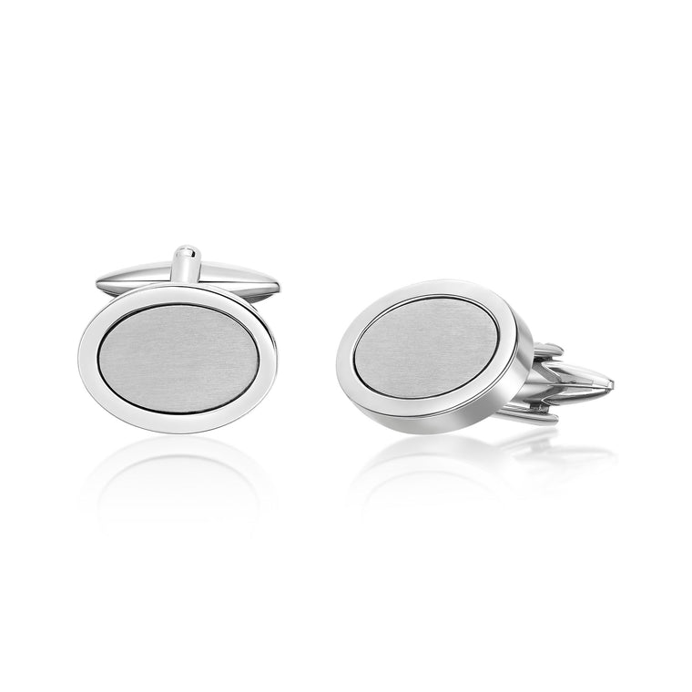 Oval Cufflinks in Stainless Steel