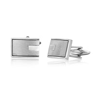 Black Resin Rectangle Cufflinks in Stainless Steel