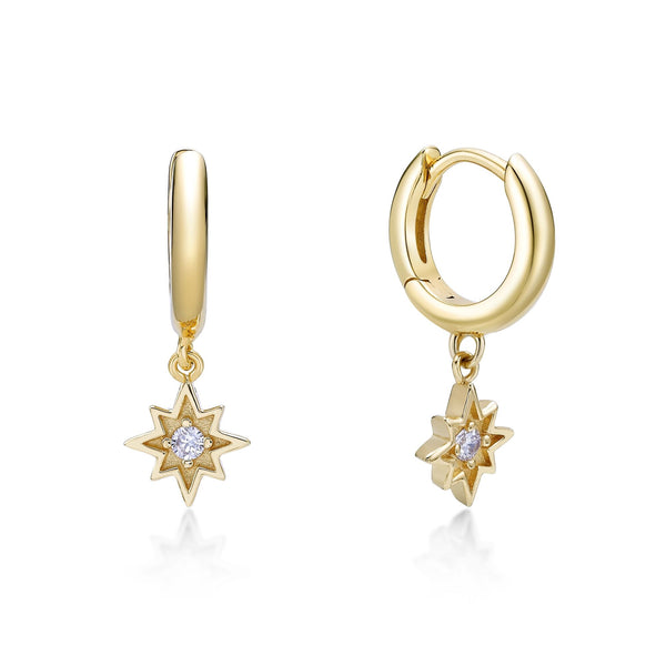 Small Star Dangle Huggie Earrings