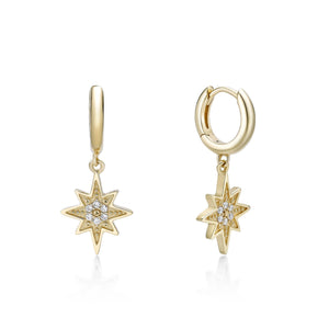 Large Star Dangle Huggie Earrings