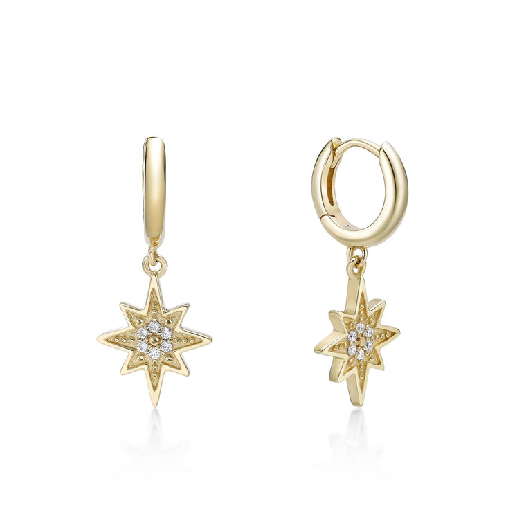Large Star Dangle Huggie Earrings