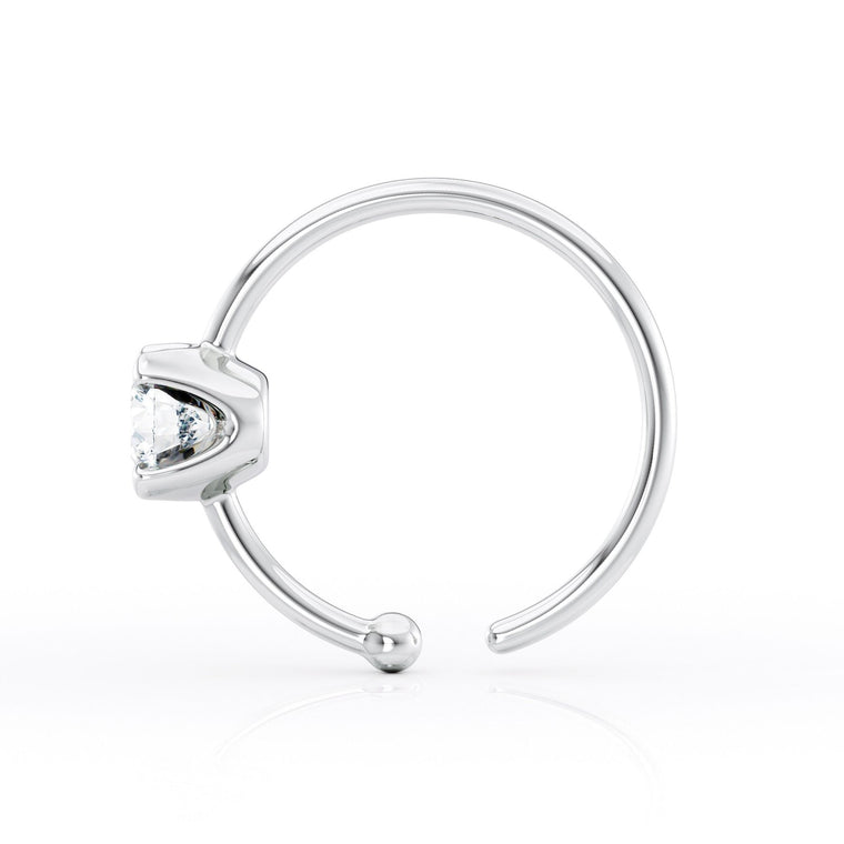 14K Gold Lab Grown Diamond Nose Hoop - 20G