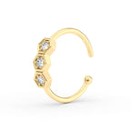 14K Gold Hexagon 0.025 Carat Lab Grown Diamond Nose Hoop - 20G