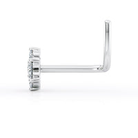 14K Gold Flower Screw Lab Grown Diamond Nose Ring - 20G