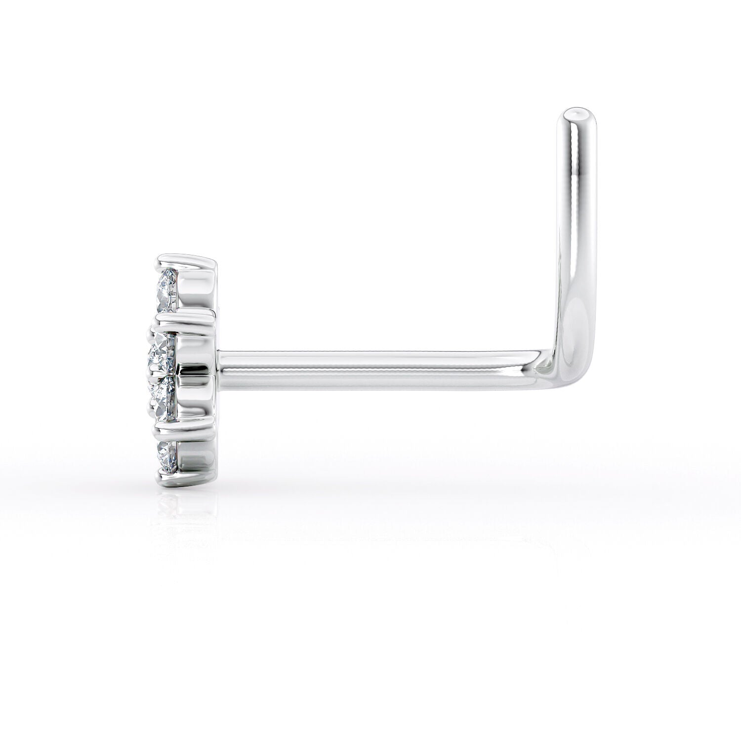 14K Gold Flower Screw Lab Grown Diamond Nose Ring - 20G