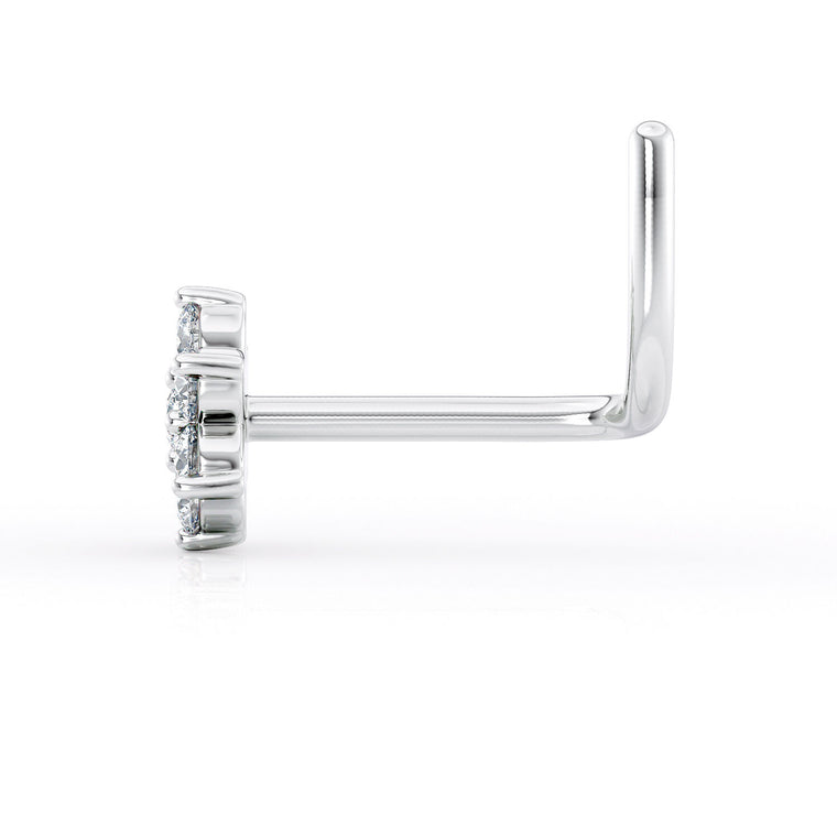 14K Gold Flower Screw Lab Grown Diamond Nose Ring - 20G