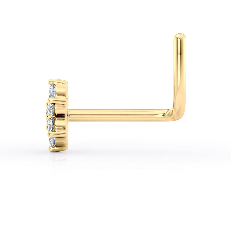 14K Gold Flower Screw Lab Grown Diamond Nose Ring - 20G