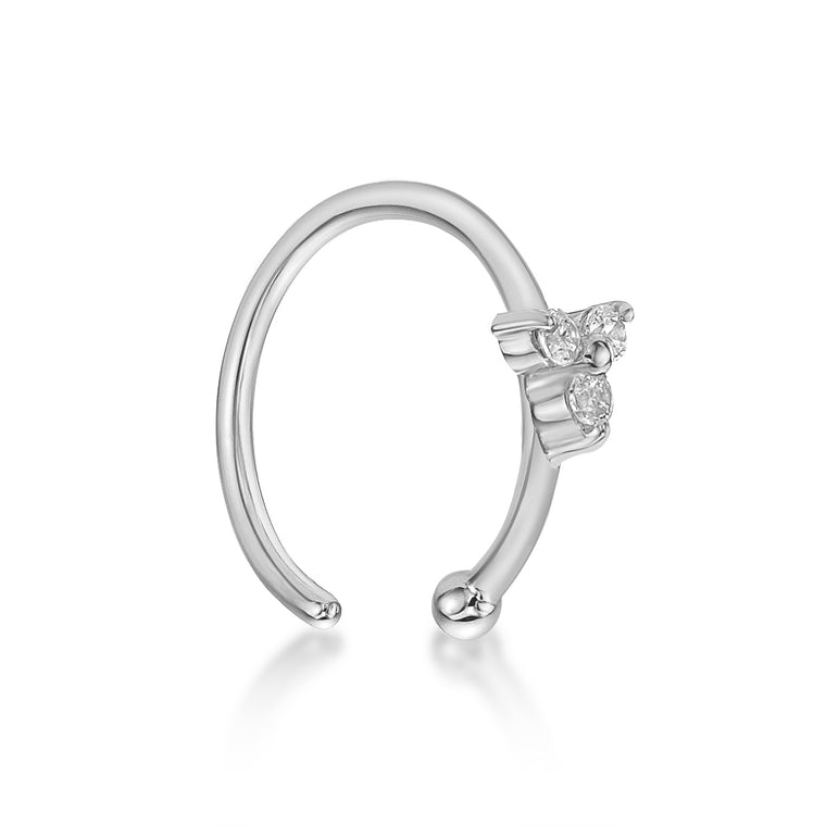 14K Gold Triangle 0.025 Carat Lab Grown Diamond Nose Hoop - 20G