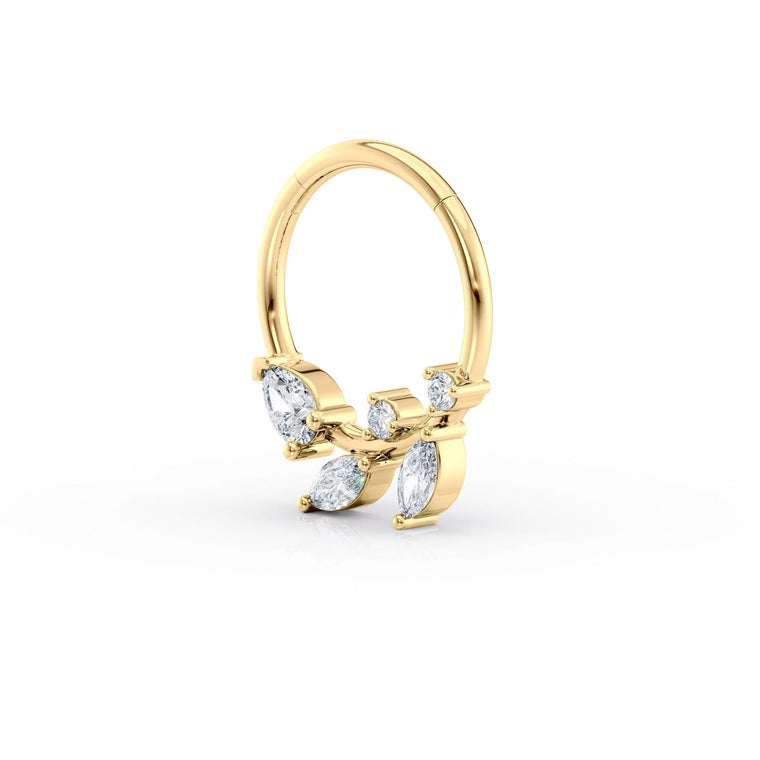 10K Yellow Gold Cubic Zirconia Nose Hoop - 20G
