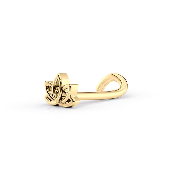 14K Lotus Curved Nose Ring - 20G