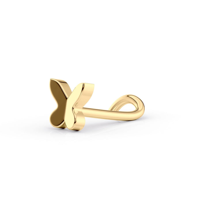 14K Leaf Curved Nose Ring - 20G