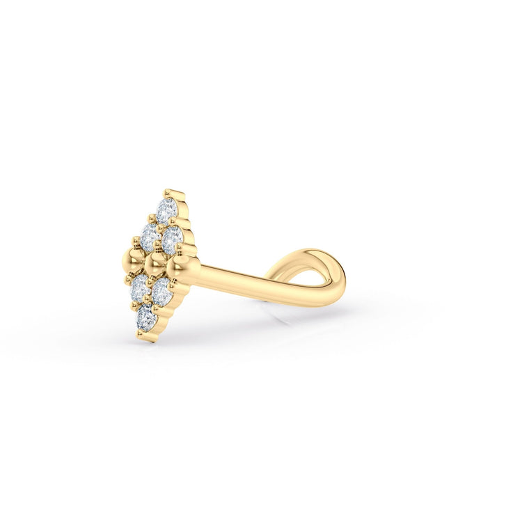 14K Diamond Shape CZ Curved Nose Ring - 20G