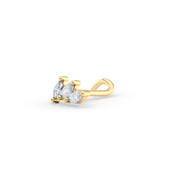 14K Cubic Zirconia Curved Nose Ring - 20G