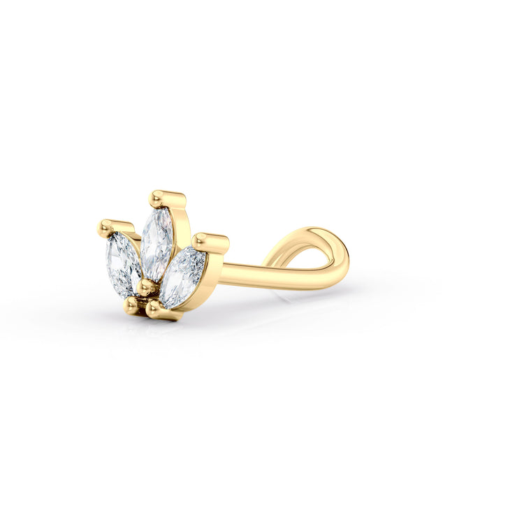 14K Cubic Zirconia Curved Nose Ring - 20G