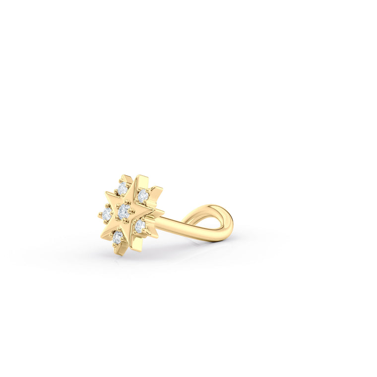 14K Astral Cubic Zircoia Curved Nose Ring - 20G
