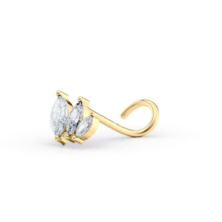 14K Marquee Cubic Zircoia Curved Nose Ring - 20G