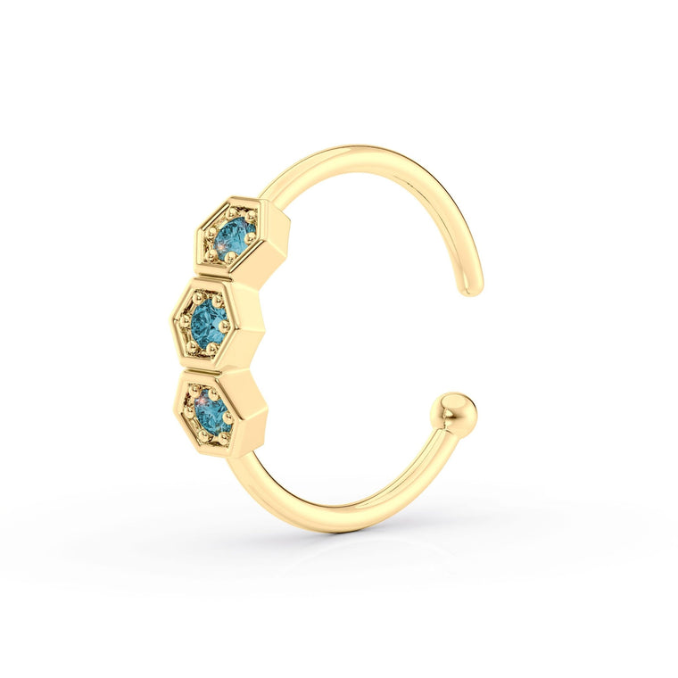 10K Cubic Zirconia Open Hoop Nose Ring - 20G