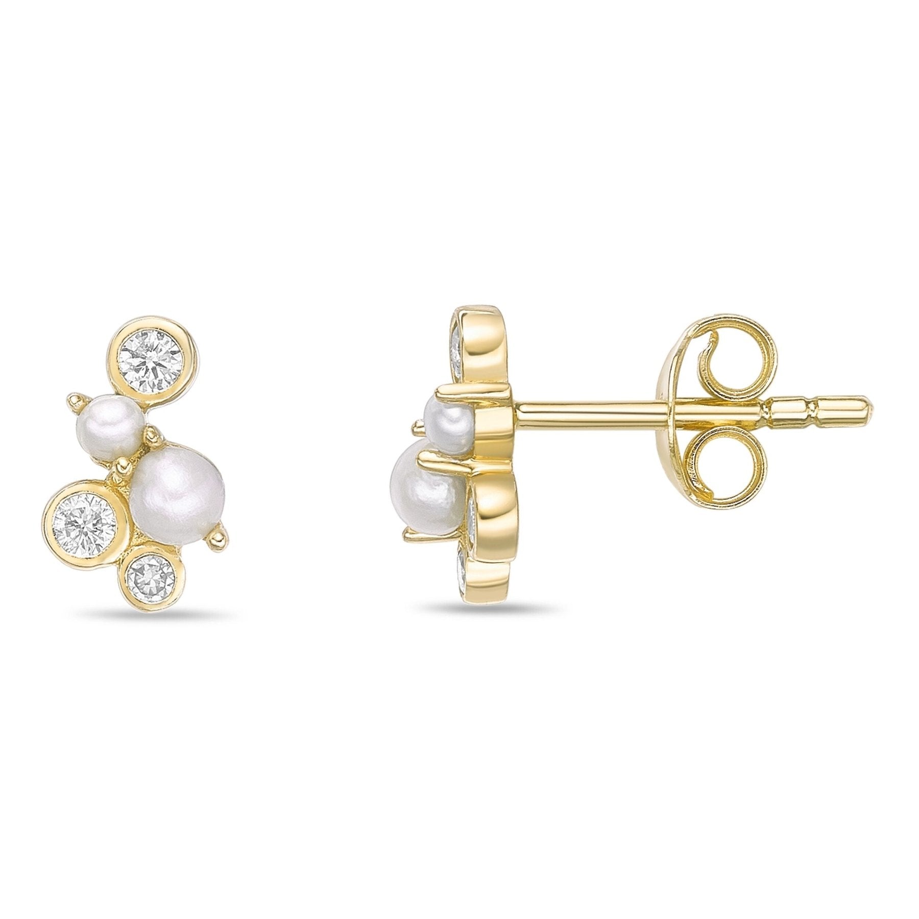Pearl Cluster Stud Earrings