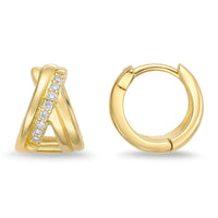 Cage Huggie Cross Earrings