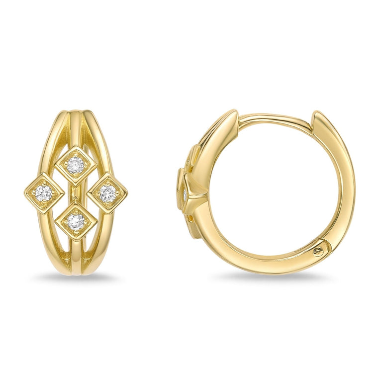 Lab Grown Diamond Cage Huggie Earrings