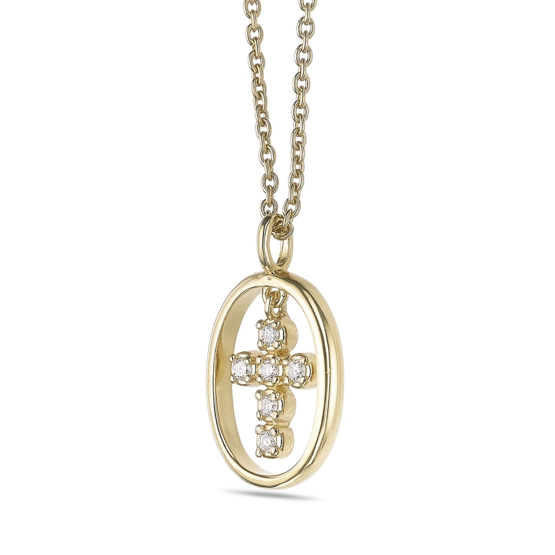 Oval Cross Pendant Necklace