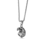 Eagle Head Pendant with Black Agate in Antique Finish Stainless Steel