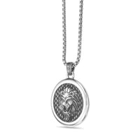 Lion Medallion Pendant in Antique Finish Stainless Steel