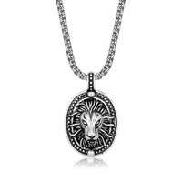 Lion Medallion Pendant in Antique Finish Stainless Steel