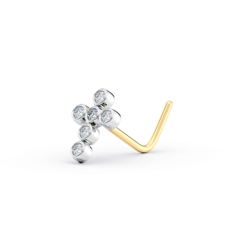 14K Gold Cross 0.05 Carat Lab Grown Diamond Nose Stud - 20G
