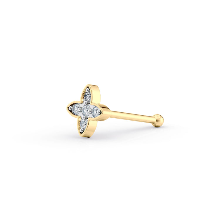 18 G (1.0 mm) Lab Grown Diamond Straight-Stud Nose Ring in 14K Yellow Gold