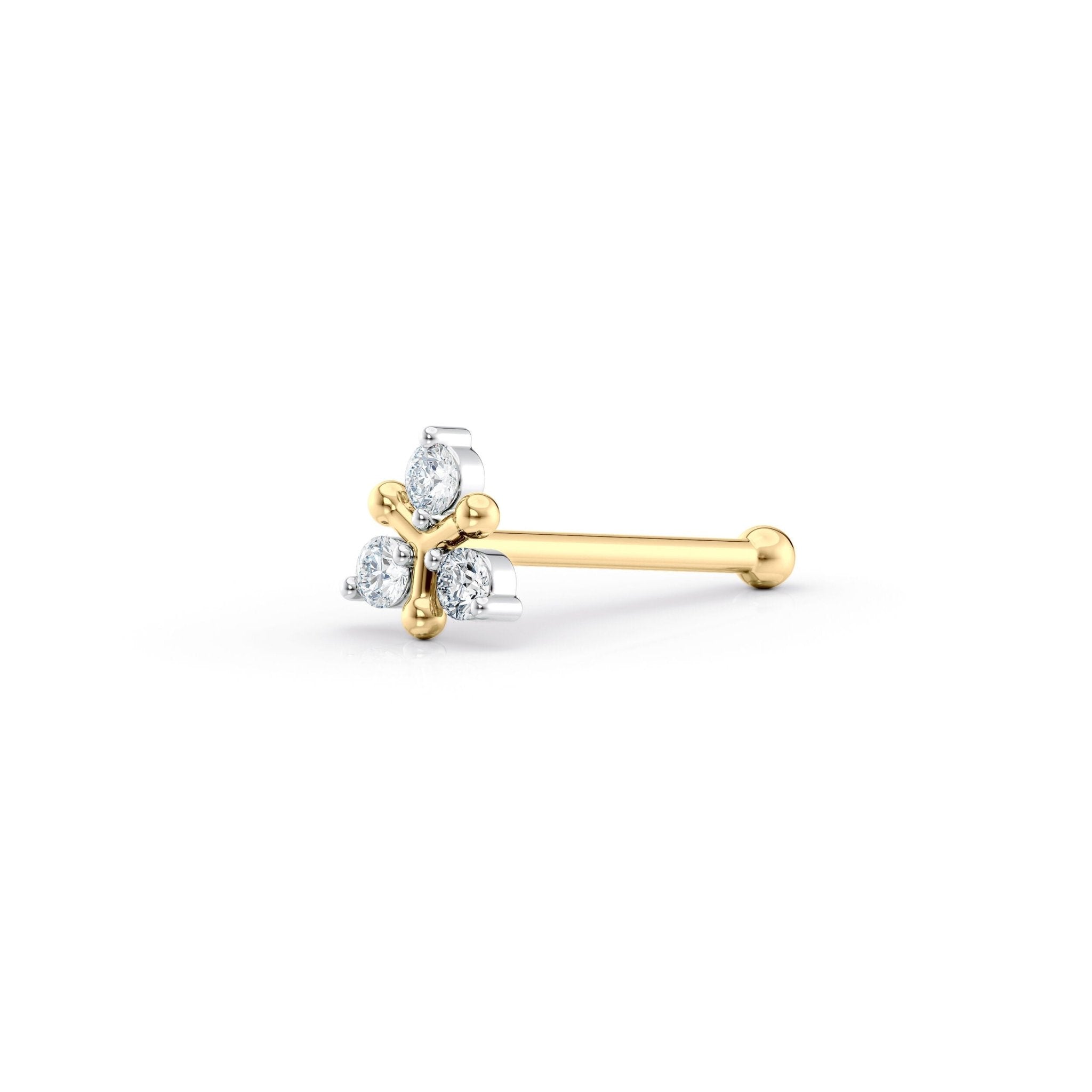 14K Gold Triangle 0.02 Carat Lab Grown Diamond Nose Stud - 18G
