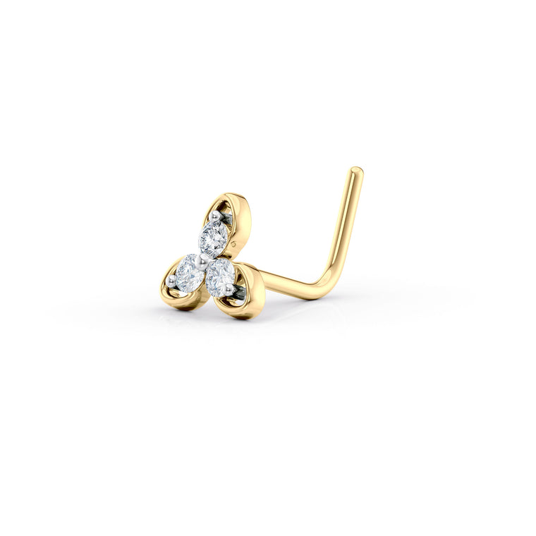 20 G (0.8 mm) L-Shape Nose Ring in 14K Yellow Gold