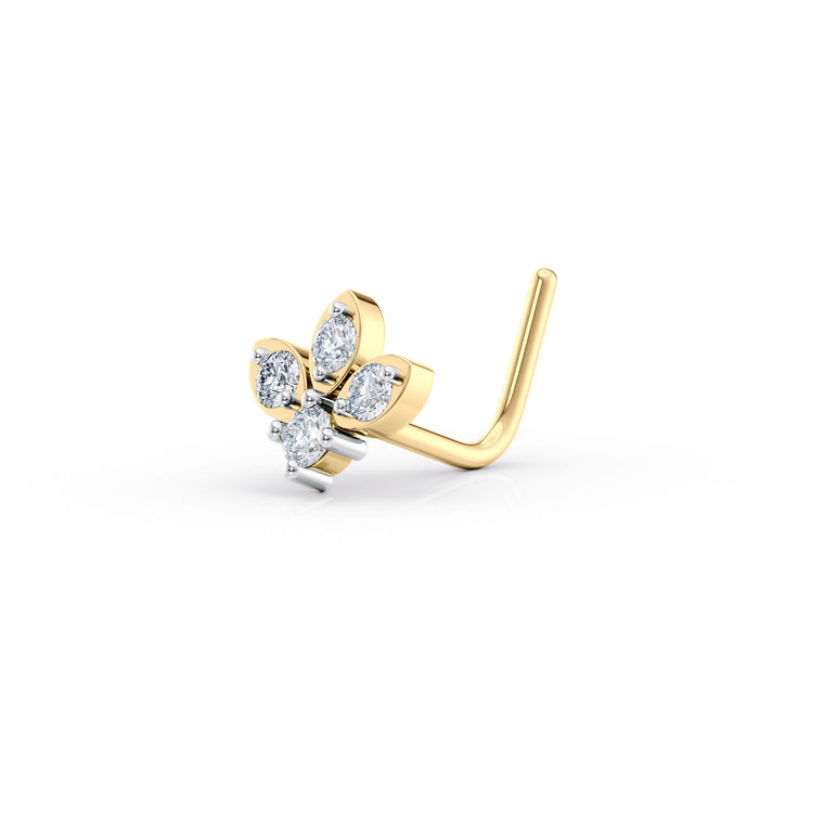 20 G (0.8 mm) L-Shape Nose Ring in 14K Yellow Gold