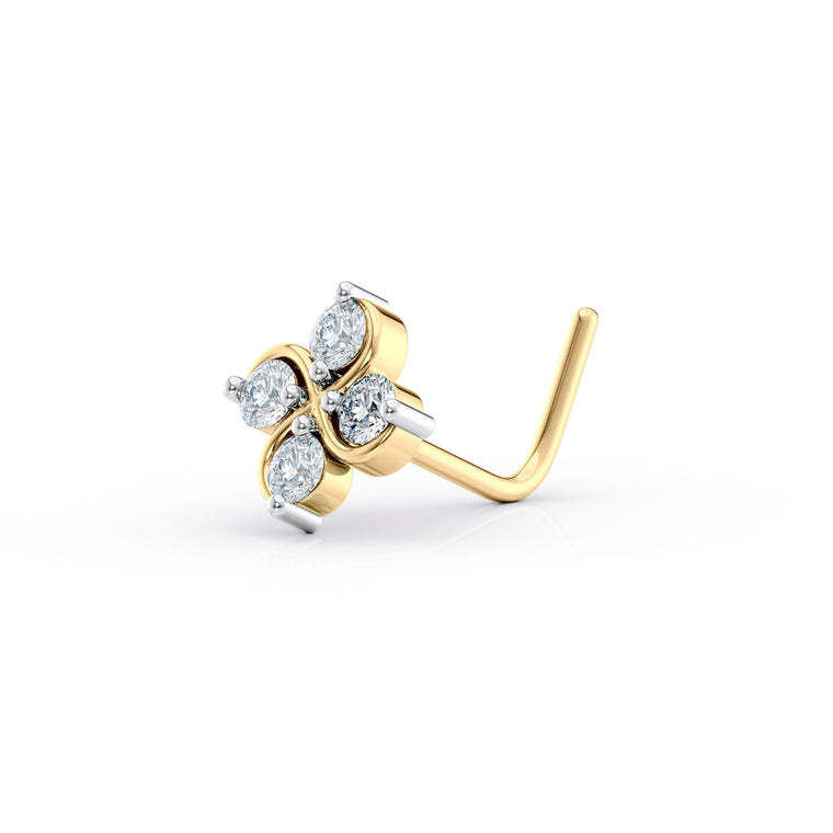 20 G (0.8 mm) L-Shape Nose Ring in 14K Yellow Gold