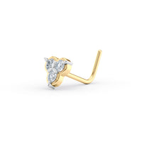 20 G (0.8 mm) L-Shape Nose Ring in 14K Yellow Gold