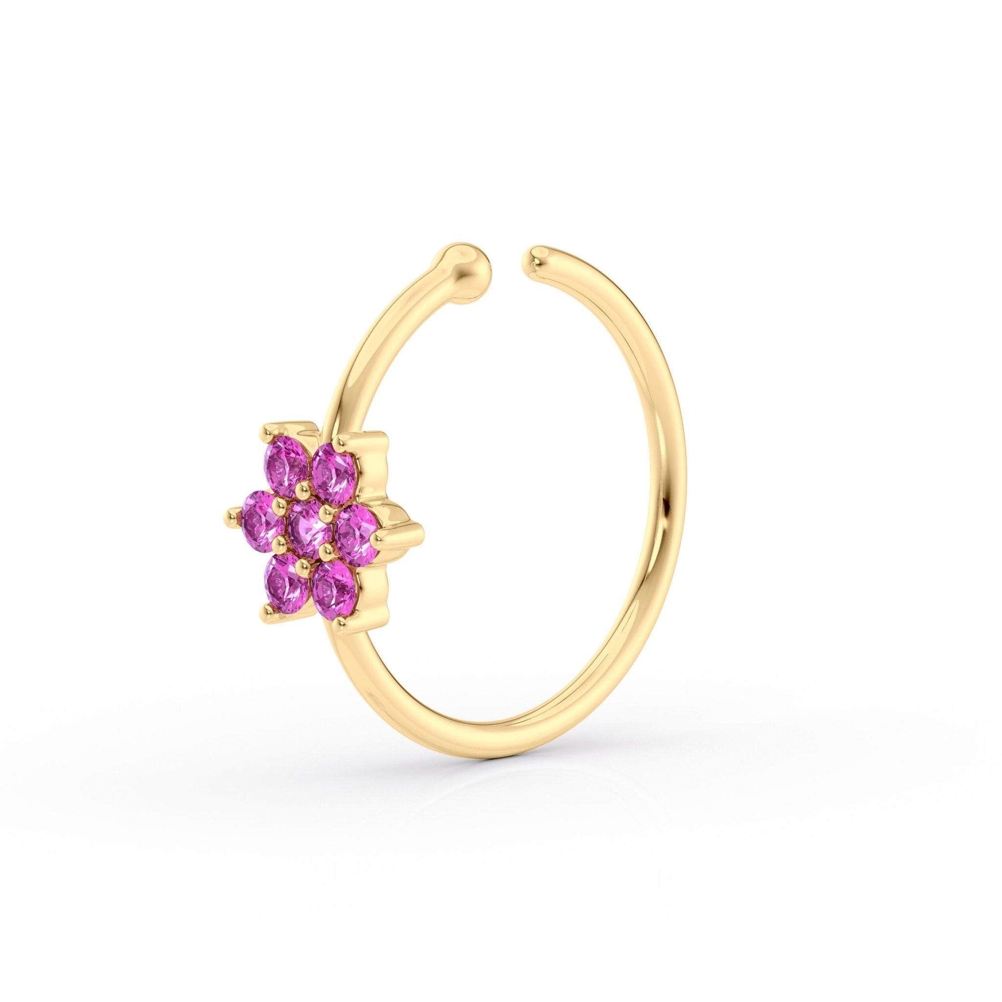 14K FlowerOpen Hoop Nose Ring - 22G