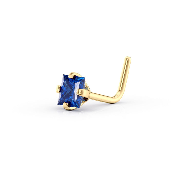 14K L-Shaped Colored CZ Nose Ring - 20G