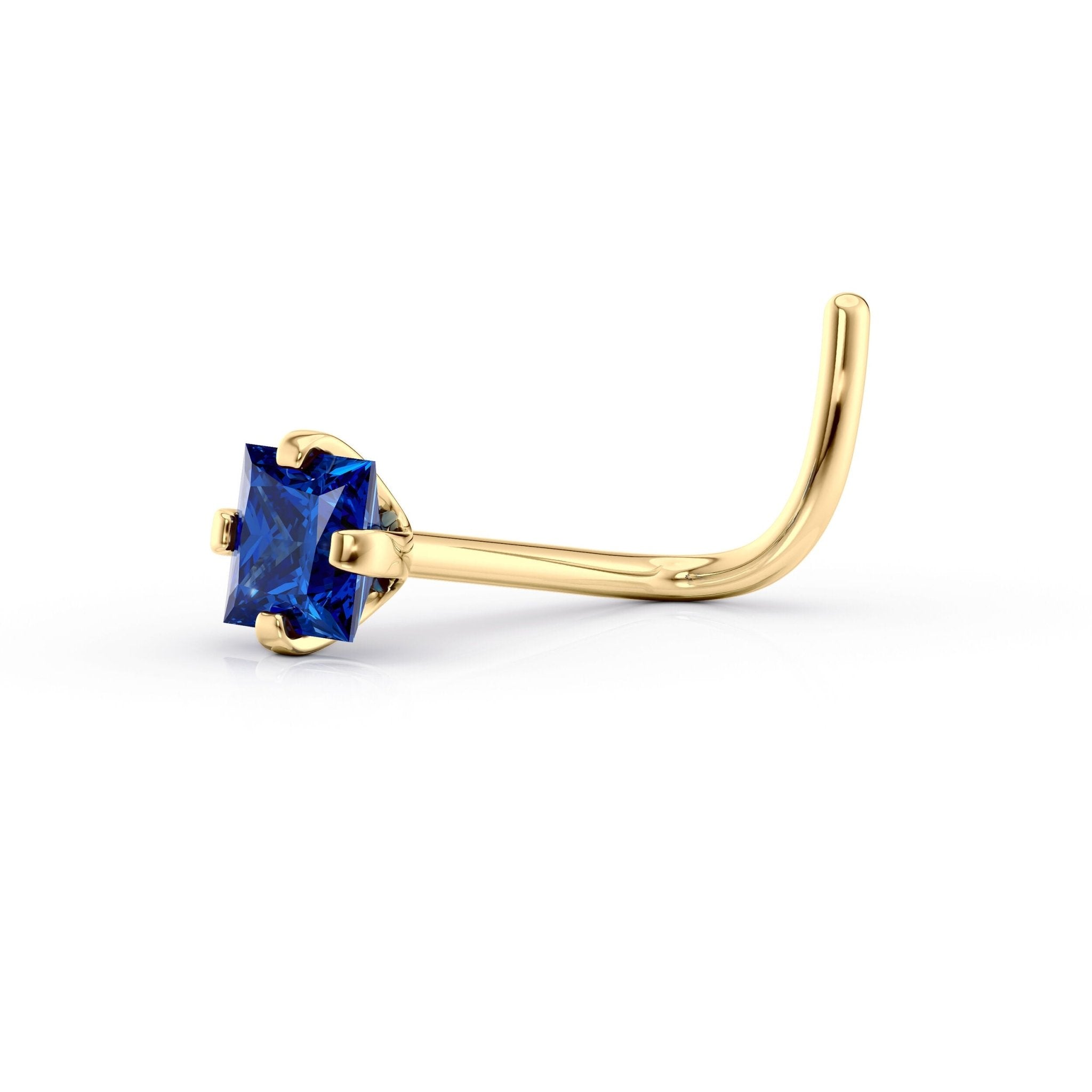 14K Screw Colored CZ Nose Ring - 20G