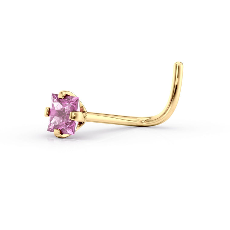14K Screw Colored CZ Nose Ring - 20G