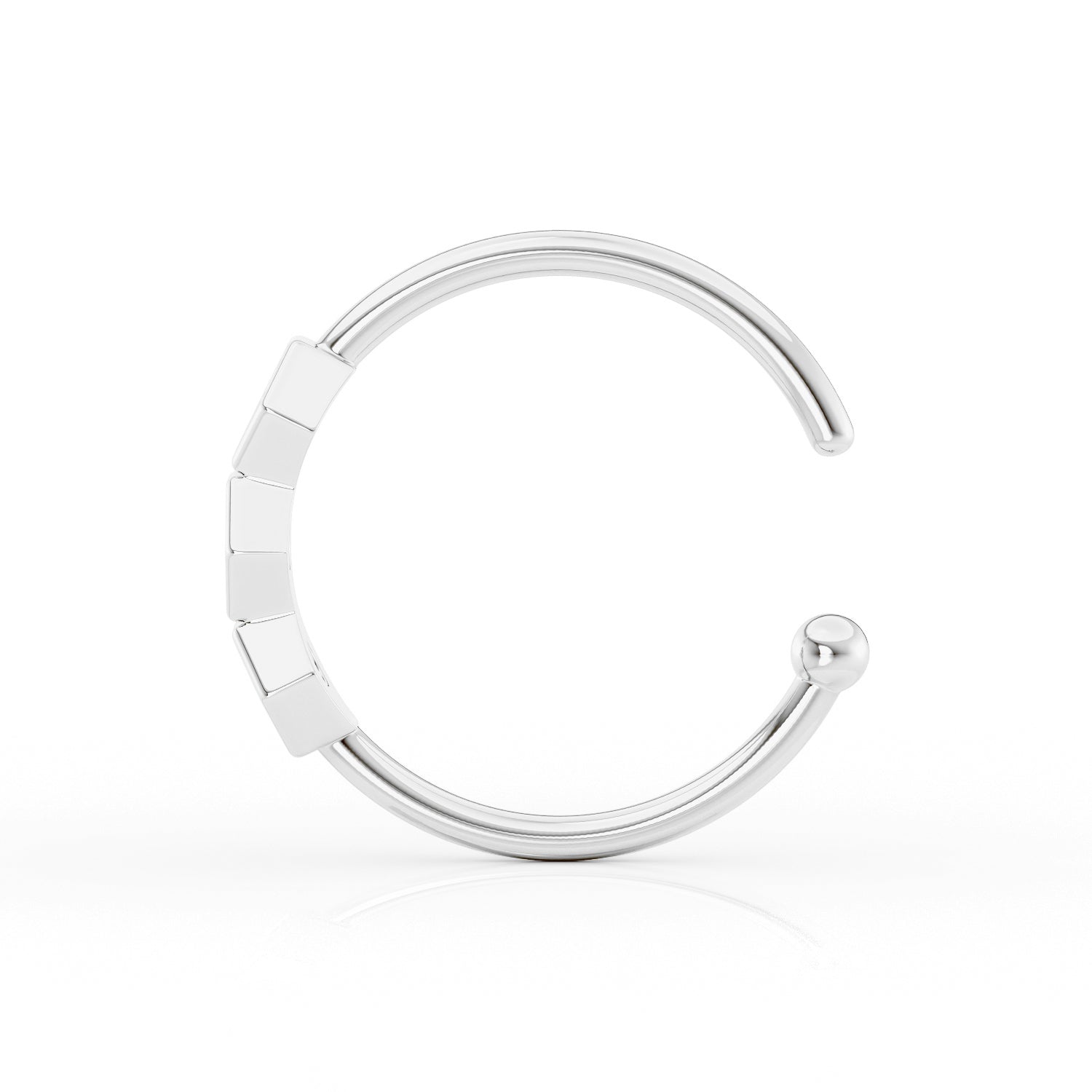 10K Hoenycomb CZ Open Hoop Nose Ring - 20G