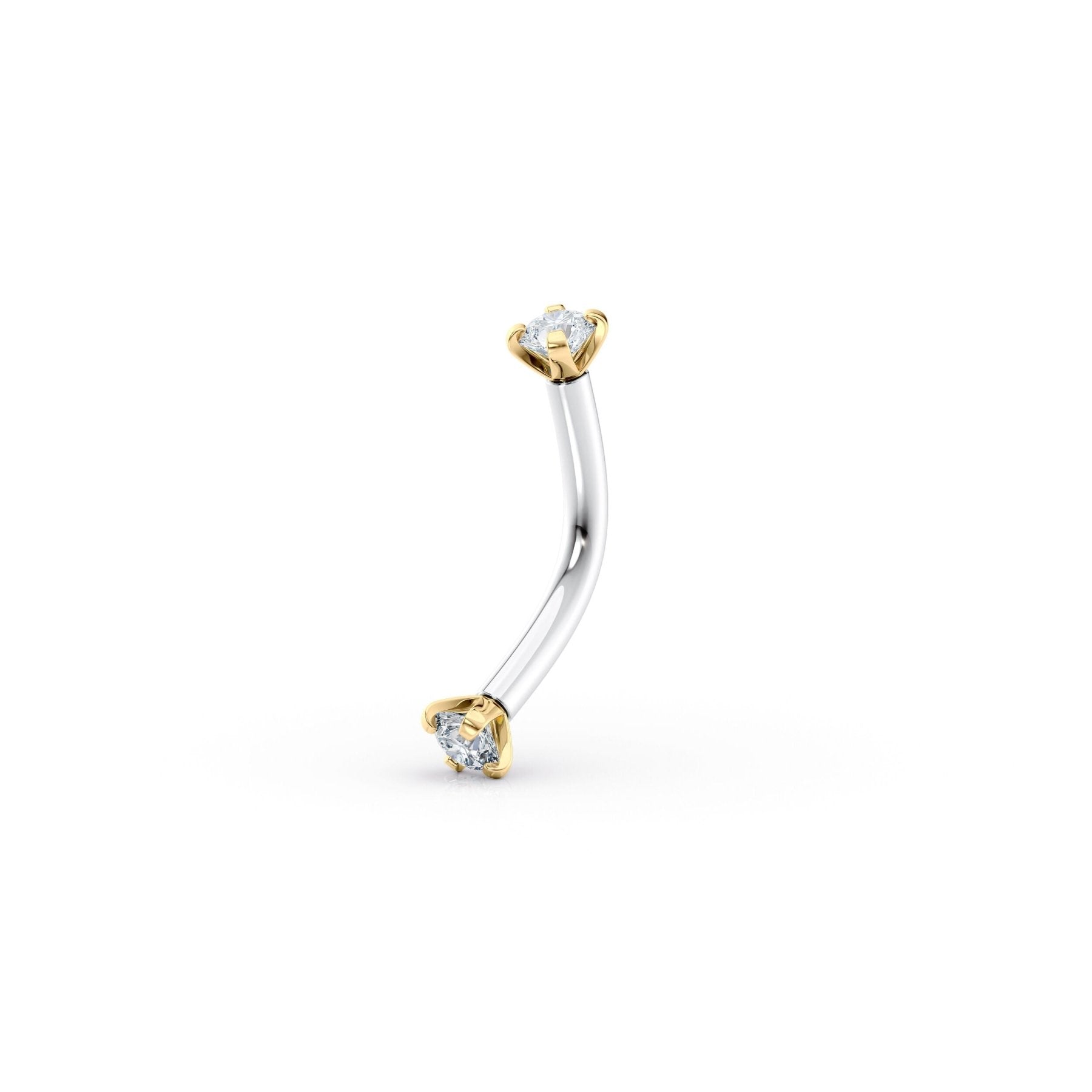 Banana Pin Cubic Zirconia Barbell Eyebrow Piercing - 14G