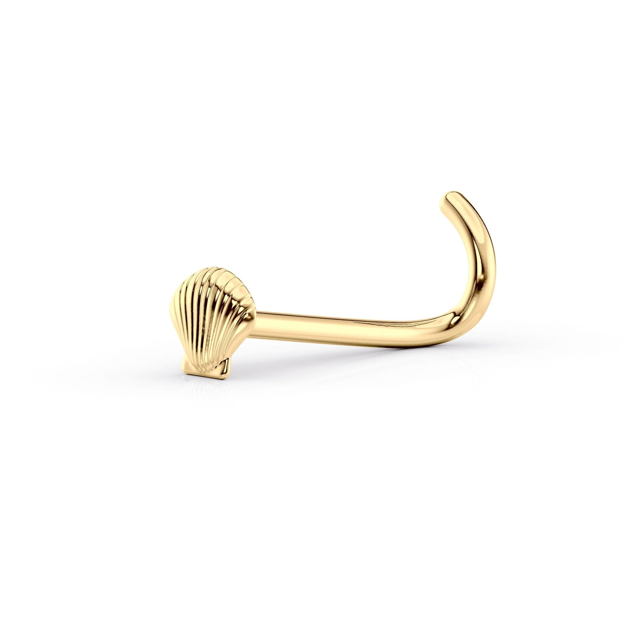 14K Seashell Curved Nose Ring - 20G