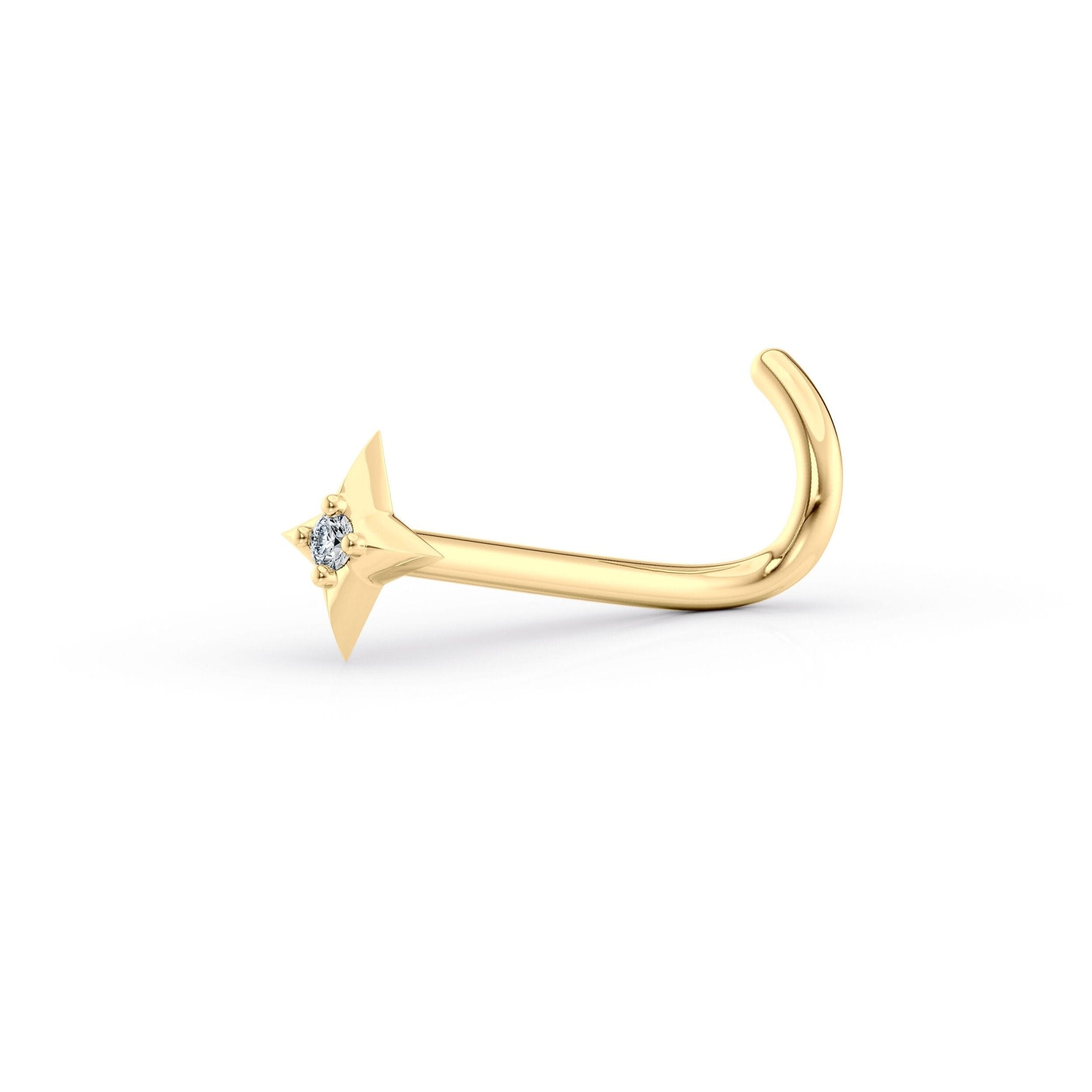 14K Twinkle Cubic Zircoia Curved Nose Ring - 20G