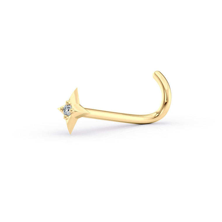14K Twinkle Cubic Zircoia Curved Nose Ring - 20G
