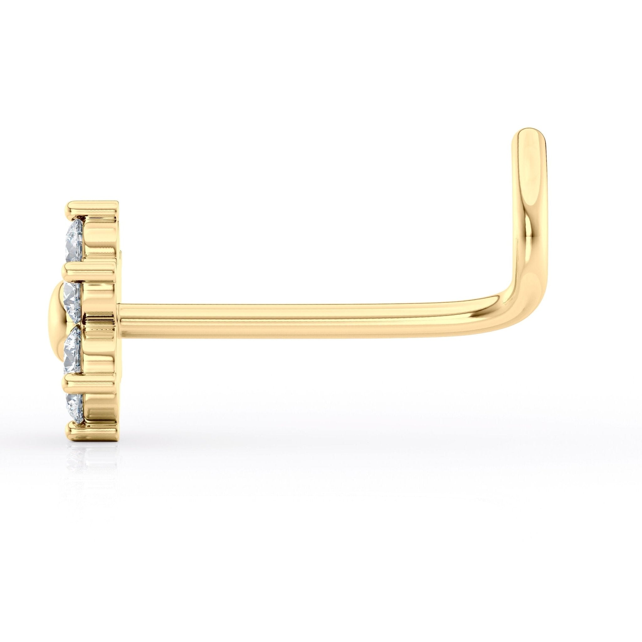 14K Flower Cubic Zirconia Curved Nose Ring - 20G