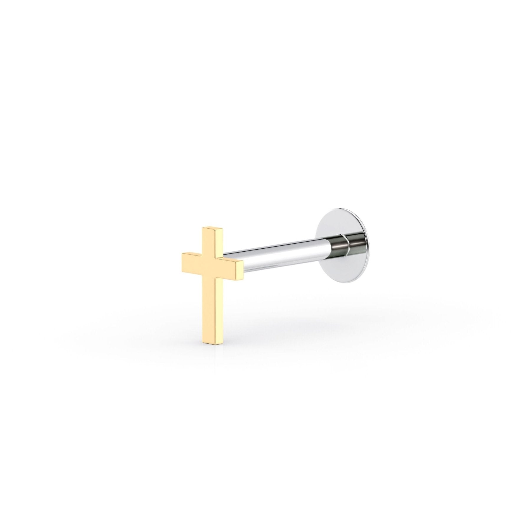 Cross Titanium and 14K Gold Labret - 16G