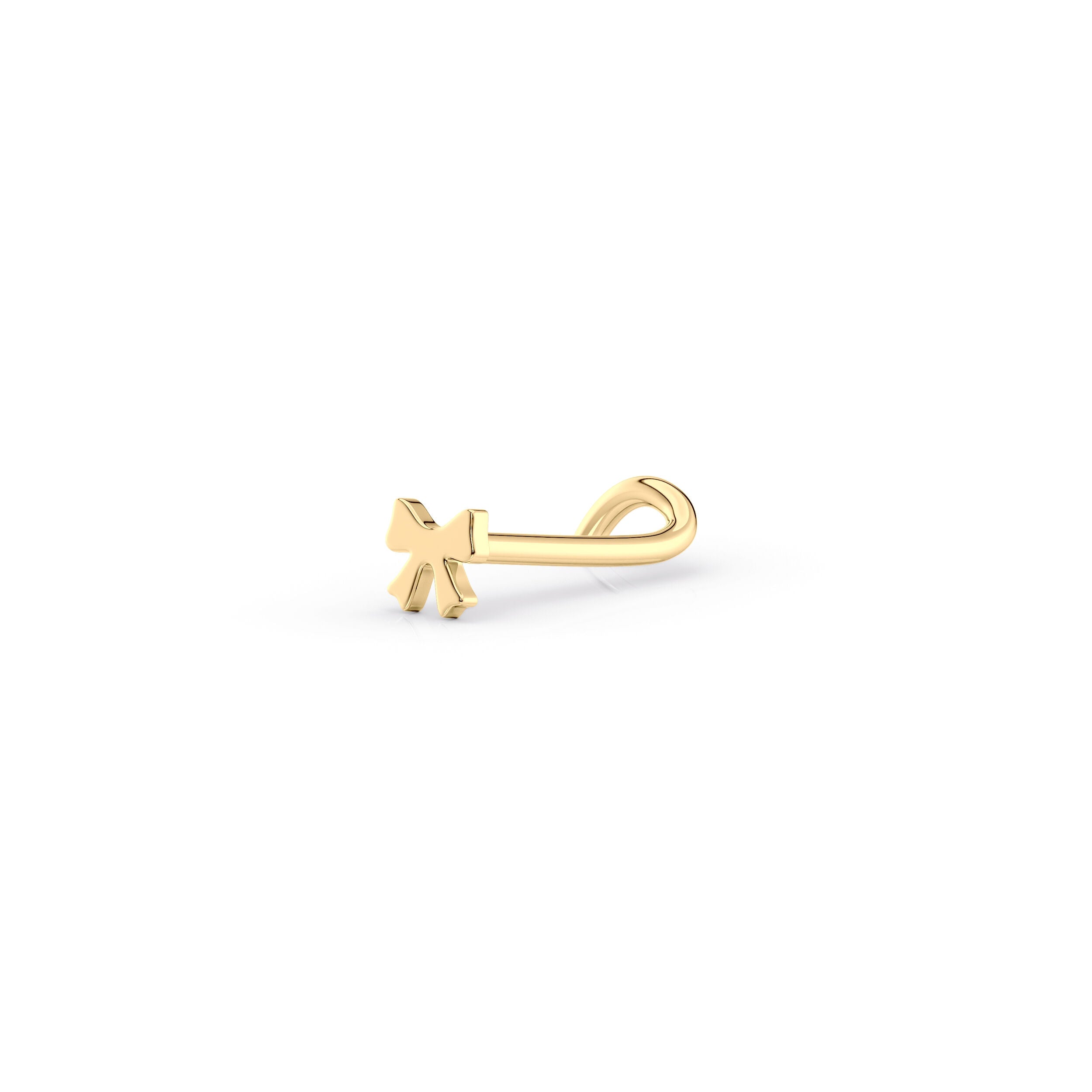 14K Bow Curved Nose Ring - 20G