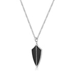 Men's Black Spinel Shield Pendant in Sterling Silver