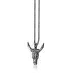 Men's Bull Pendant with Black Spinel in in Oxidized Sterling Silver